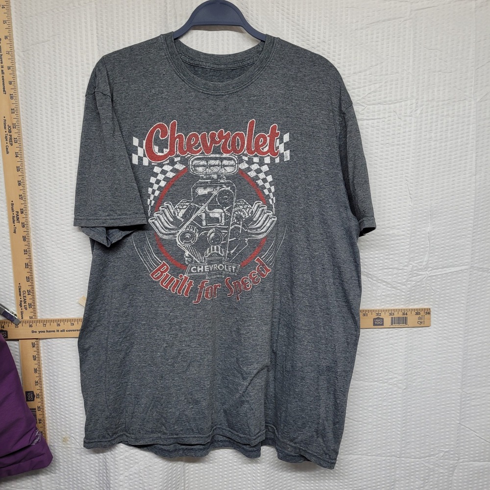 Chevrolet Built for Speed Graphic T-Shirt Mens XL Grey GM Licensed Engine Tee